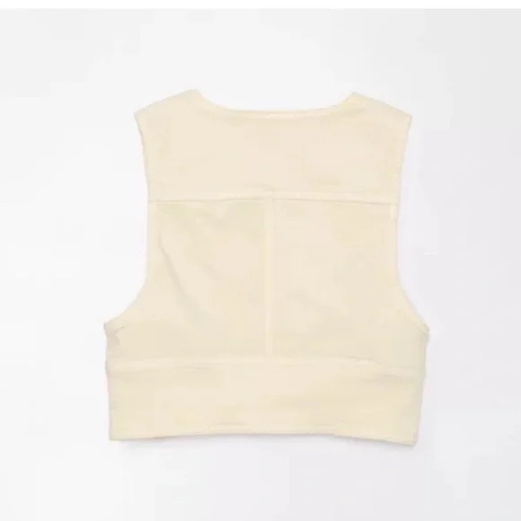 American Eagle Cropped Denim Bra Tank Top Cream Size Medium NWT - Picture 5 of 7